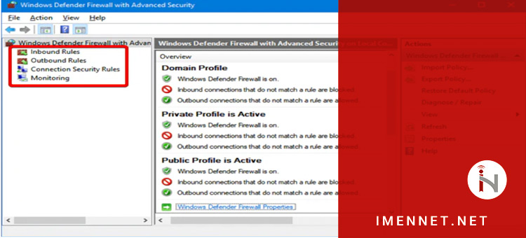 مسدودسازی پورت با استفاده از Windows Defender Firewall